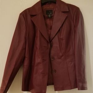 Leather jacket,size large, wine color